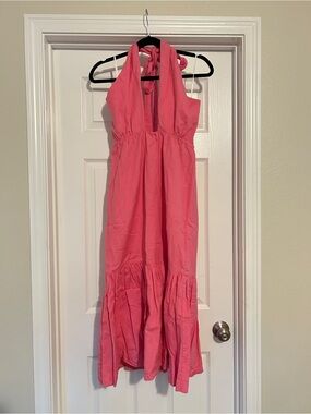 Pink Halter Midi Dress